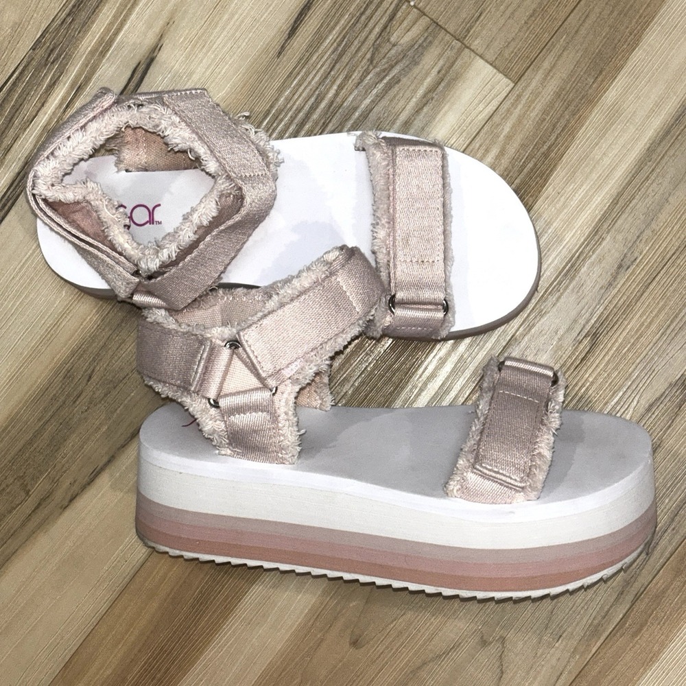 SUGAR Retro Y2K‎ Pale Pink Size 8 Summer  Maximalism Platform Sandals